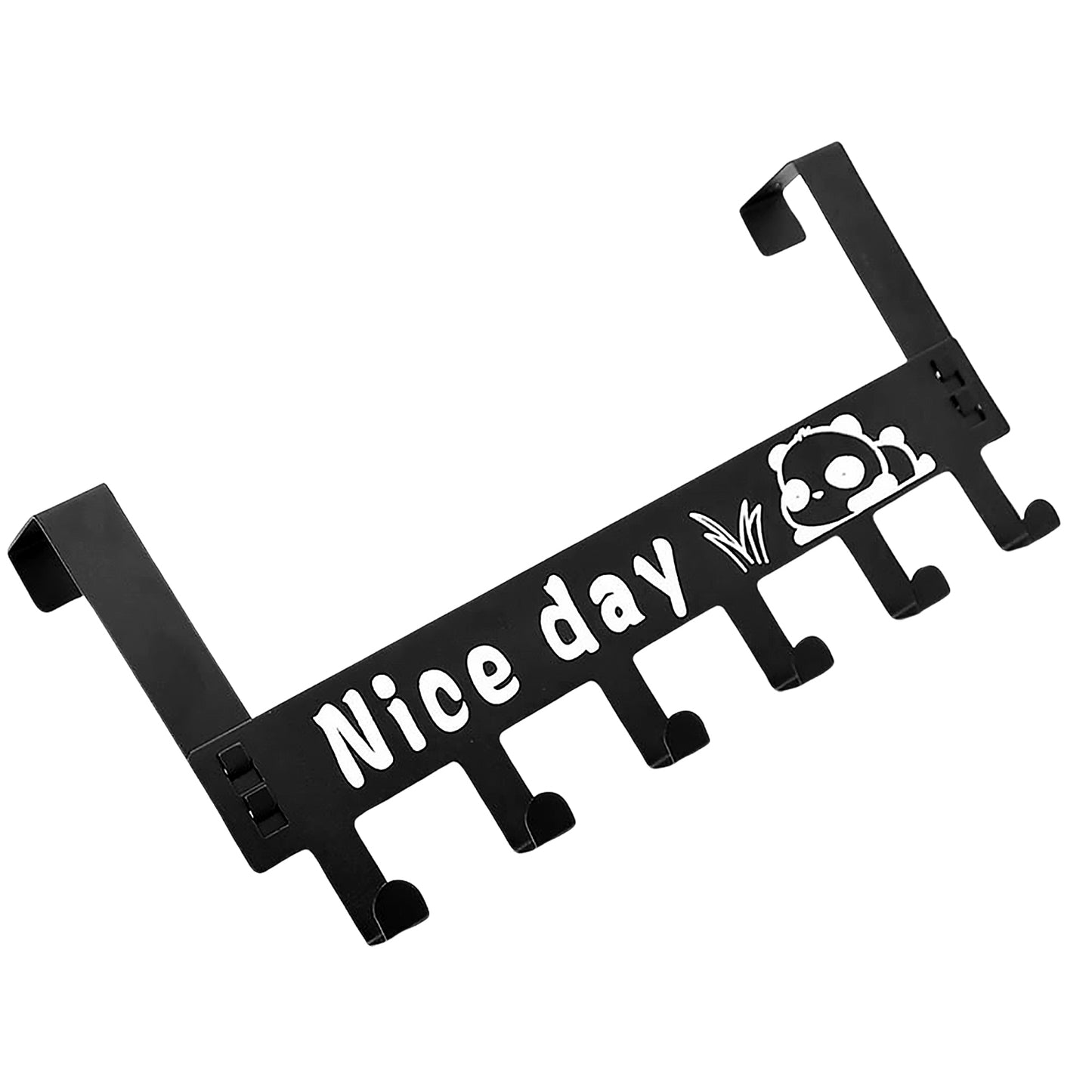 Heavy-duty Carbon Steel Cartoon Nice Day Over Door Hook Hanger Rack Towel Hanger Removable Door Hook Coat Scarf Cloths Hanger (1 Pc 6 Hook) - Happy Price - Image 4