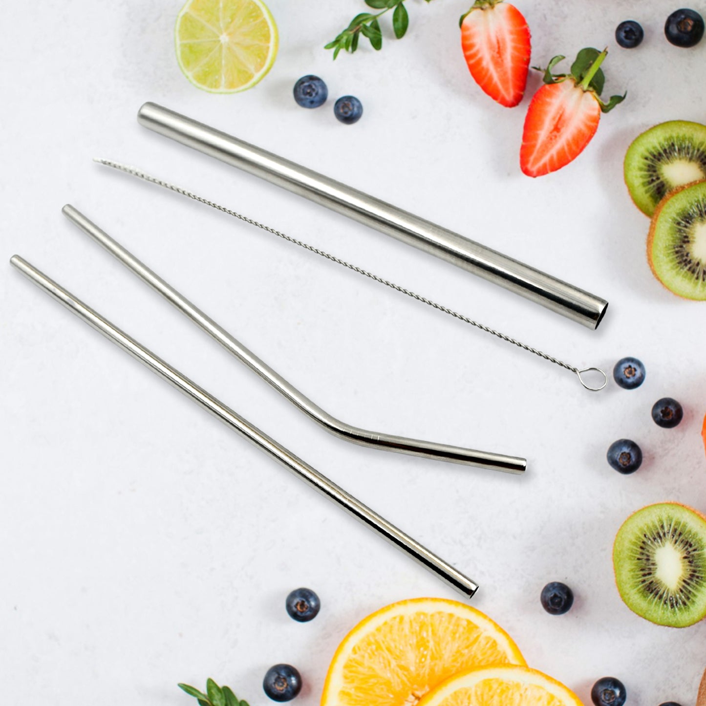 Reusable Stainless Steel Straws With Travel Case Cleaning Brush Eco Friendly Extra Long Metal Straws Drinking Set Of 4 (2 Straight Straws 1 Bent Straws 1 Brush) - Happy Price - Image 6