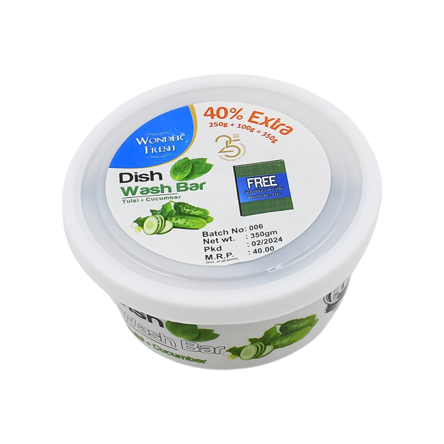 Fresh Mix Flavor Round Dishwash Bar With Super Scrubber Free Complete Dishwashing Solution Tough Stains Remover (350 Gm) - Happy Price - Image 4