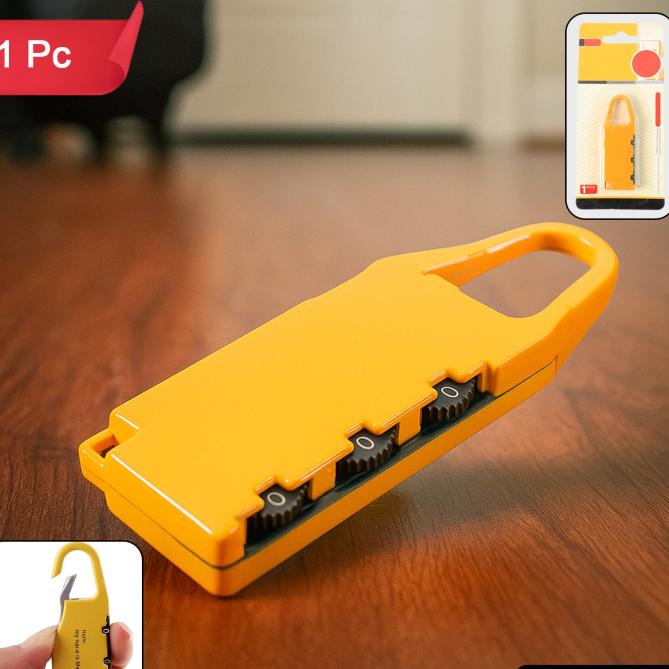 Portable 3-Digit Combination Lock with Carabiner Hook - 1 Pc - Happy Price - Image 1