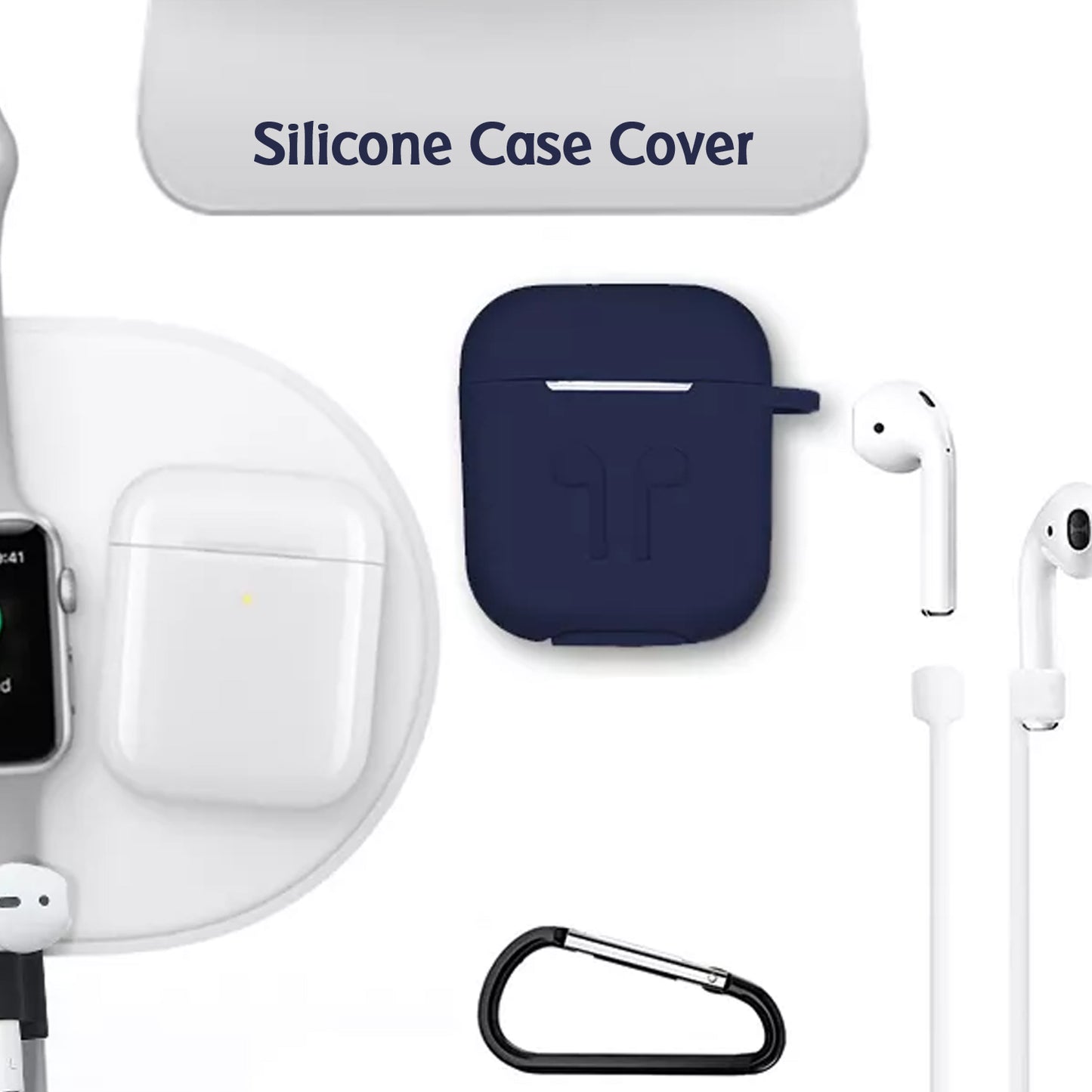 Silicone Shockproof Protection Wireless Headphones Carrying Box Cover With Metal Keychain - Happy Price - Image 2