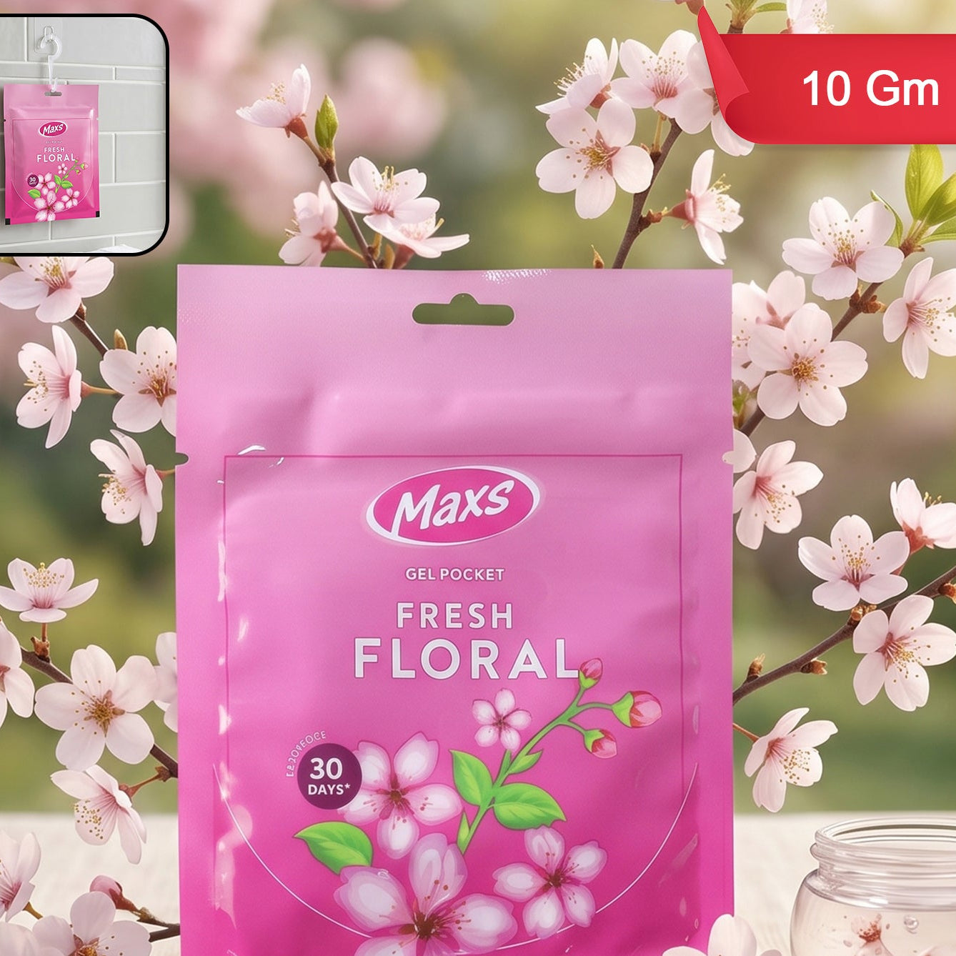 Maxs Fresh Floral Gel Air Freshener Pocket Long Lasting 10 Gm