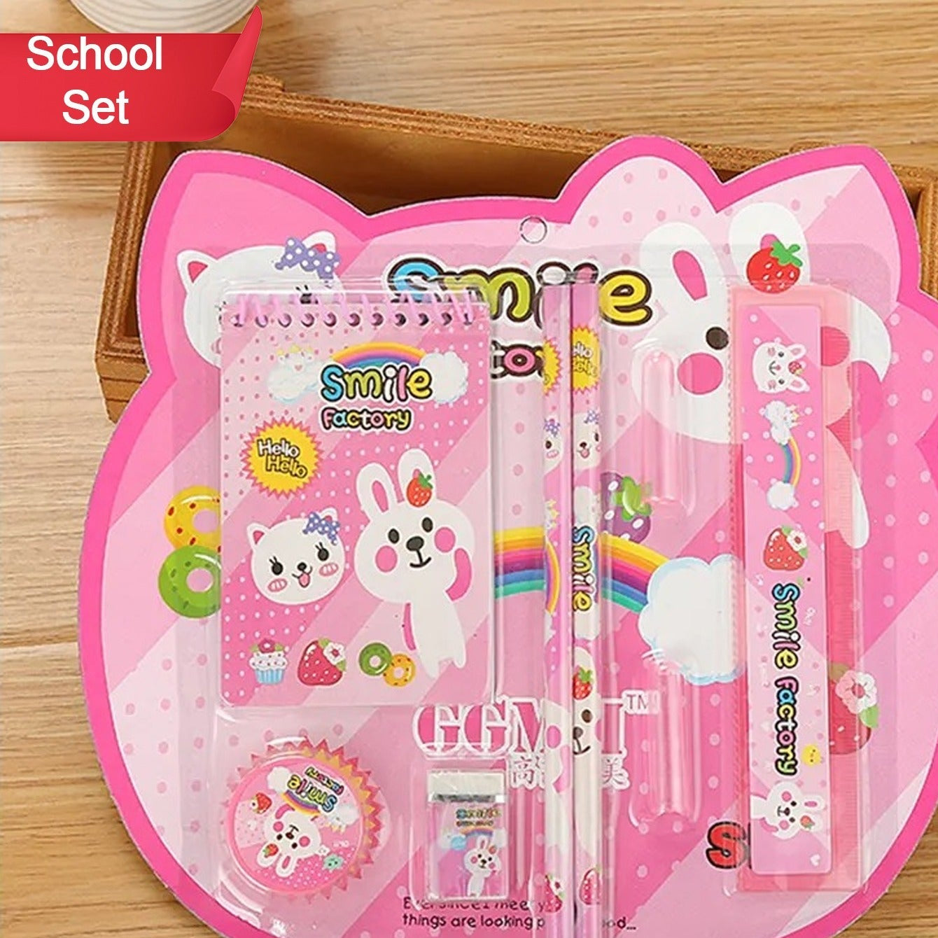 7958 8 In1 Mix Stationery Gift Set For Kids Stationary Set Including Pencil Ruler Rubber Pencil Sharpener Pencil Cover School Office Product Gift