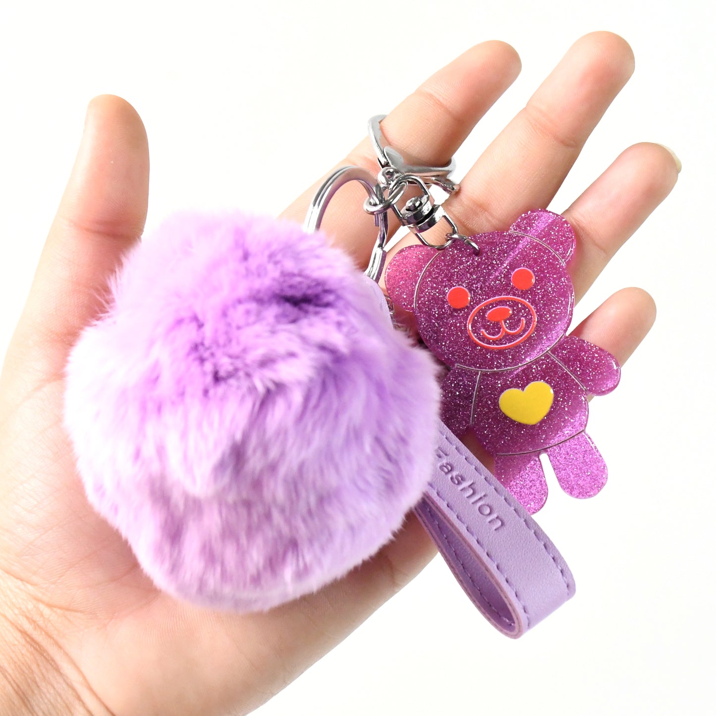 Cute Cartoon Keychain With Fluffy Pom (1 Pc) - Happy Price - Image 2