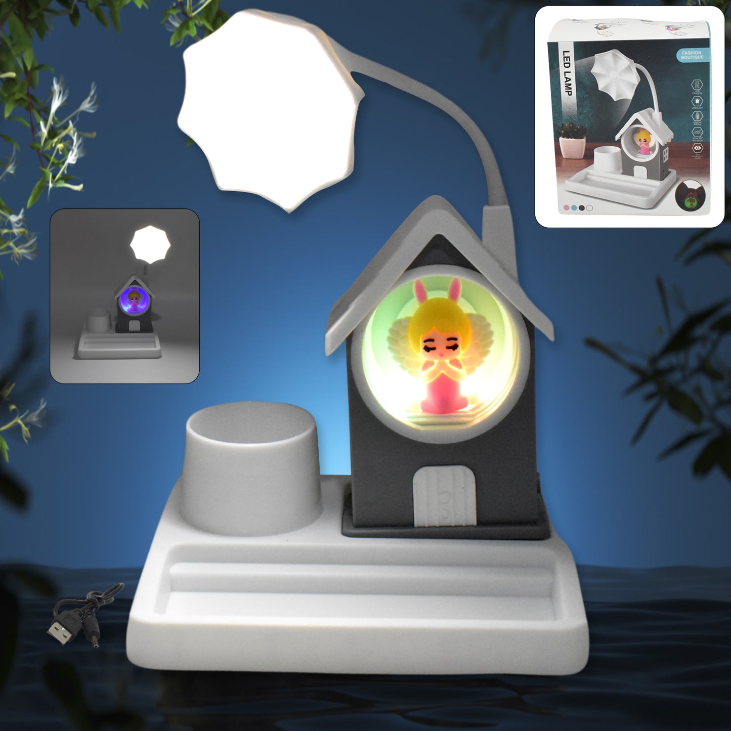 Cute Lovely Cartoon Home Design With Plastic Base Led Desk Light Multi Color Changes (1 Pc) - Happy Price - Image 2