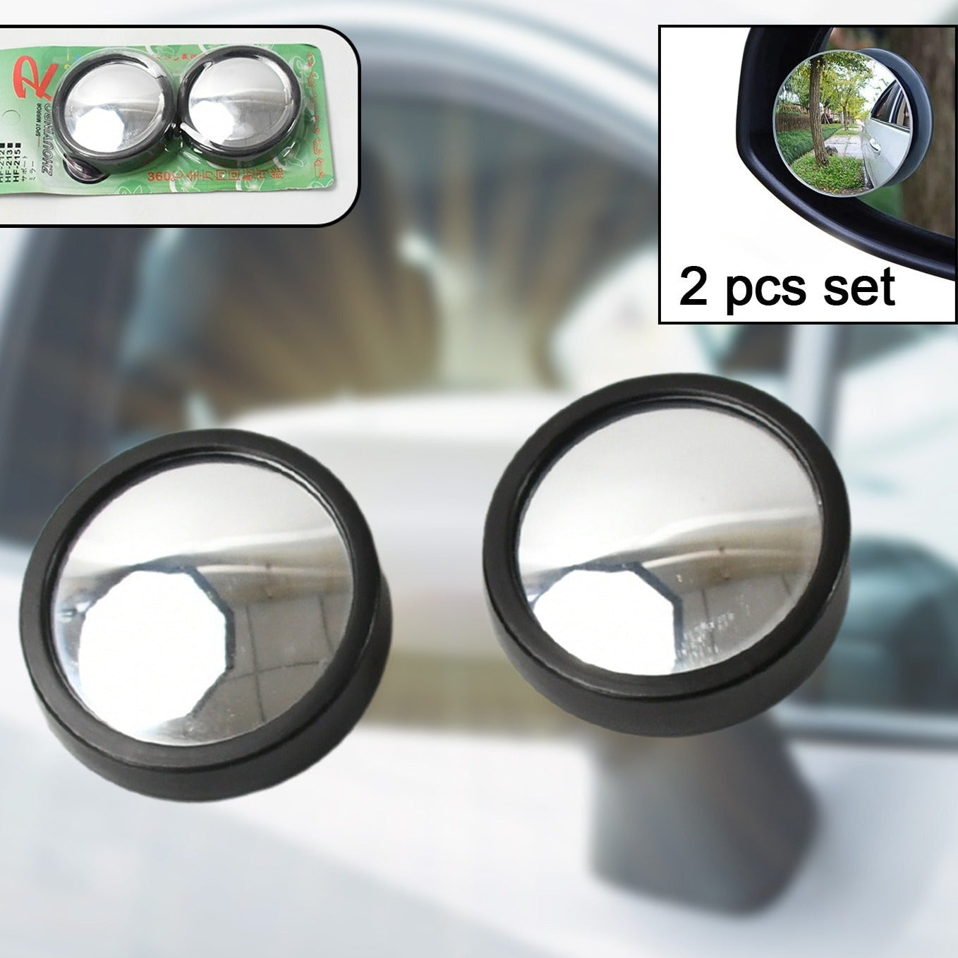 Car Blind Spot Side Mirror Round Hd Glass Blindspot Mirror Convex Rear View Mirrorcar Mirror Accessories Suitable To All Cars Frameless Design (2 Pcs Set) - Happy Price - Image 1