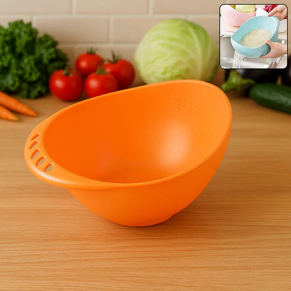 Virgin Rice Bowl Durable Plastic Strainer Water Strainer  Vegetable  Fruits Washing Bowl - Happy Price - Image 6