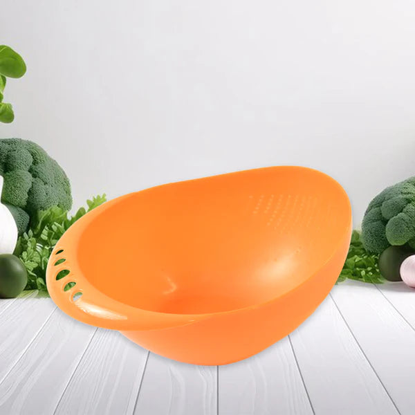 Virgin Rice Bowl Durable Plastic Strainer Water Strainer  Vegetable  Fruits Washing Bowl - Happy Price - Image 2