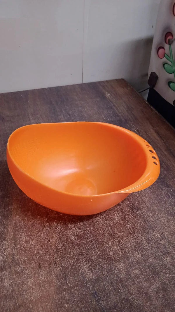 Virgin Rice Bowl Durable Plastic Strainer Water Strainer  Vegetable  Fruits Washing Bowl - Happy Price - Image 1