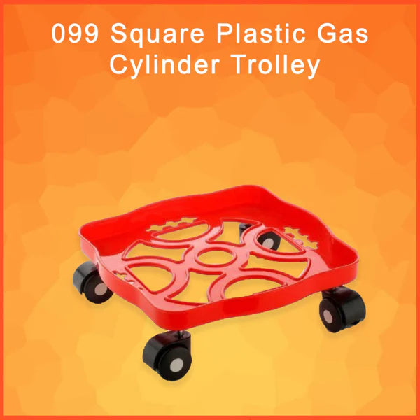Square Gas Cylinder Trolley with Wheels - Red Plastic (1pc)