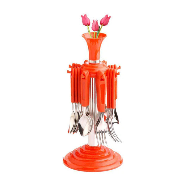 24-Piece Stainless Steel Cutlery Set with Stand