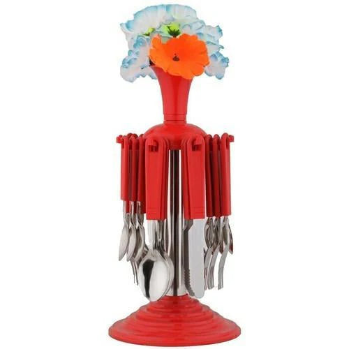 24-Piece Stainless Steel Cutlery Set with Stand