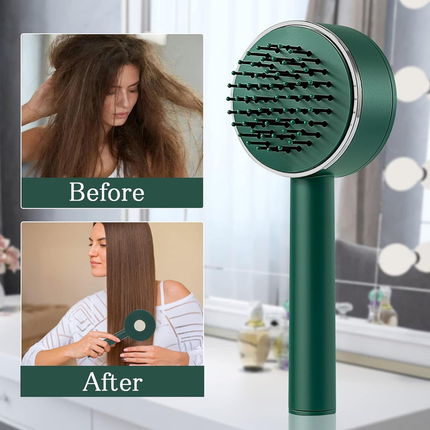 Air Cushion Massage Brush Airbag Massage Comb With Long Handle Self-cleaning Hair Brush Detangling Anti-static For All Hair - Happy Price - Image 7