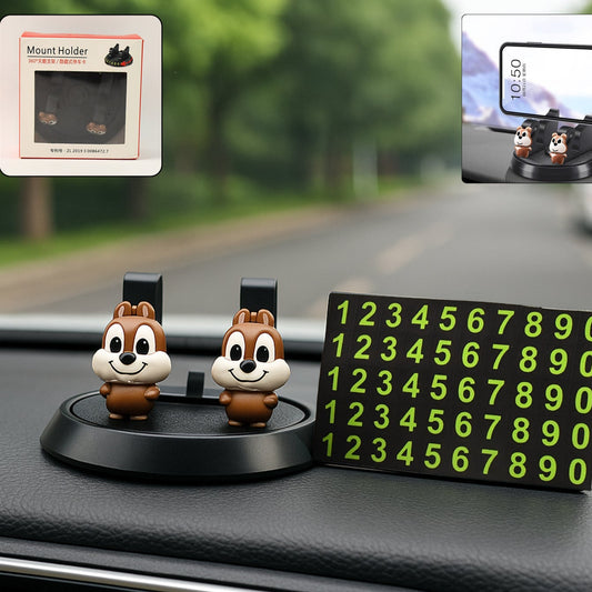 Multipurpose Car Dashboard Phone Holder Stand with Adjustable Clips and Hidden Temporary Parking Number Plate (1 Pc) - Happy Price - Image 1