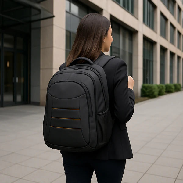 Stylish Polyester Laptop Backpack - Black (1pc)