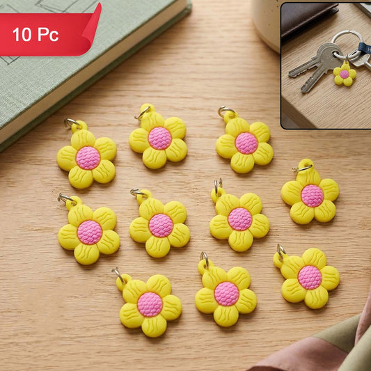 Cute Flower Shape Bag Charm Keychain Set (10 Pc Set)