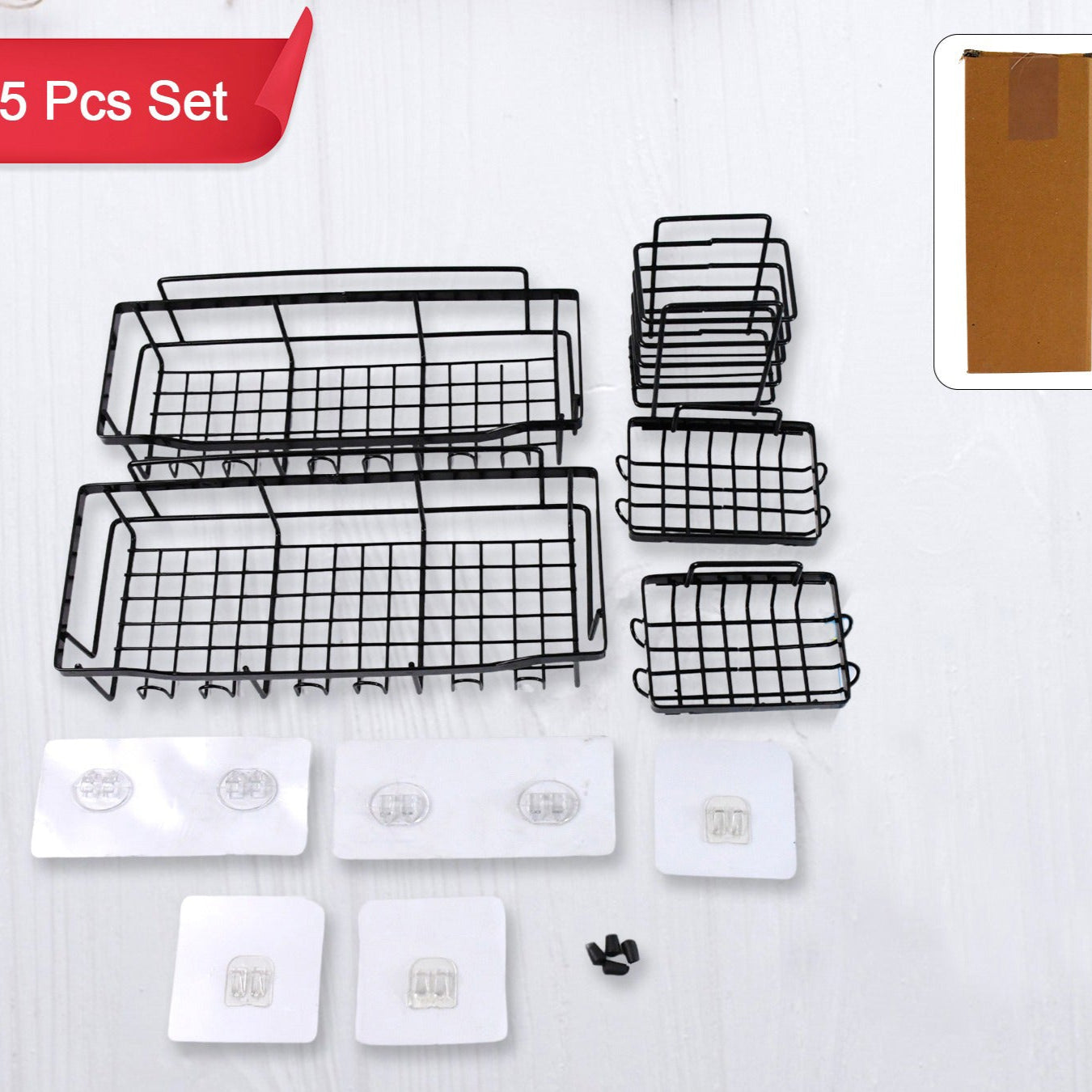 Metal Shower Basket  Canddy For Bathroom Organiser (5 Pc Combo) - Happy Price - Image 1