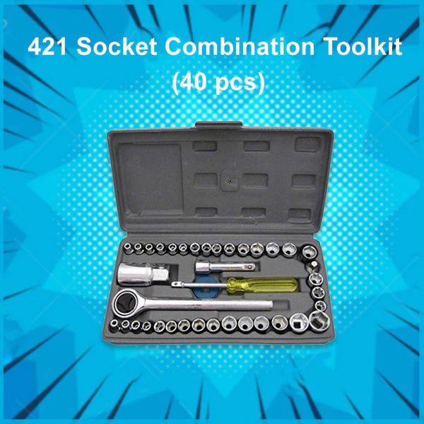 46 Piece 1/4 Inch Drive Socket and Tool Set - Black