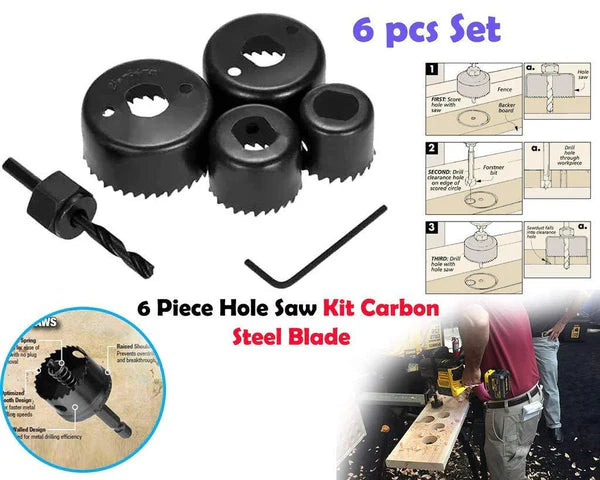 Hole Saw Drill Bit Set, 6 Pieces