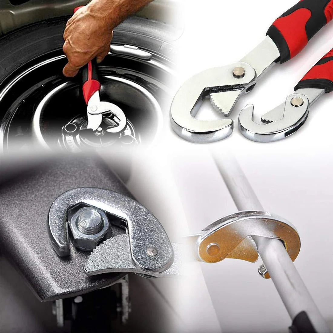 Adjustable Wrench Spanner Set - Universal Fit Tool (2 Pcs, Red & Black)