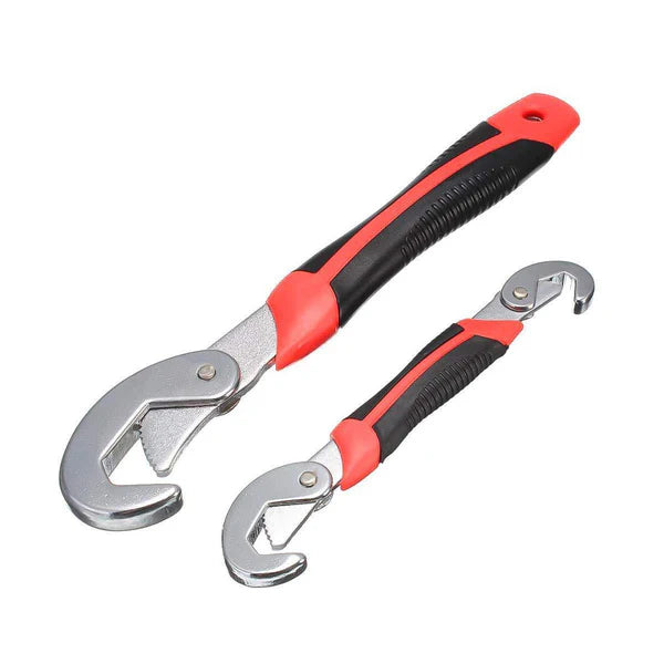 Adjustable Wrench Spanner Set - Universal Fit Tool (2 Pcs, Red & Black)