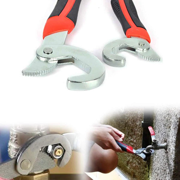 Adjustable Wrench Spanner Set - Universal Fit Tool (2 Pcs, Red & Black)
