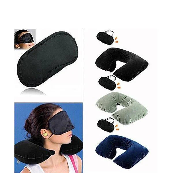 3-in-1 Travel Comfort Kit: Neck Pillow, Earplugs, Eye Mask (1 set)