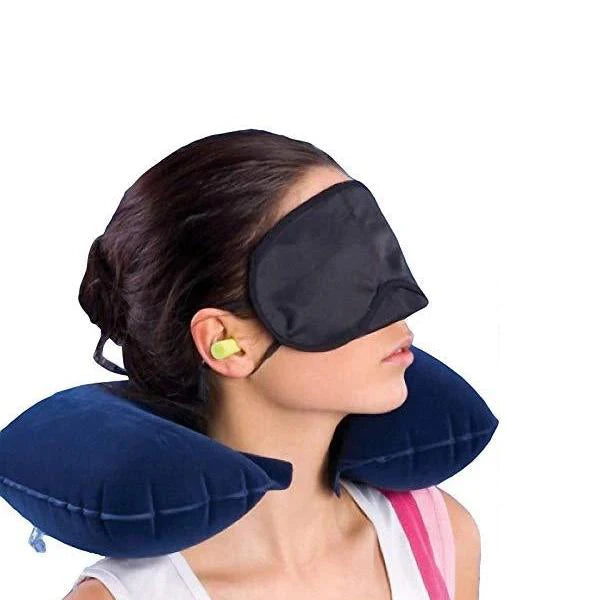 3-in-1 Travel Comfort Kit: Neck Pillow, Earplugs, Eye Mask (1 set)