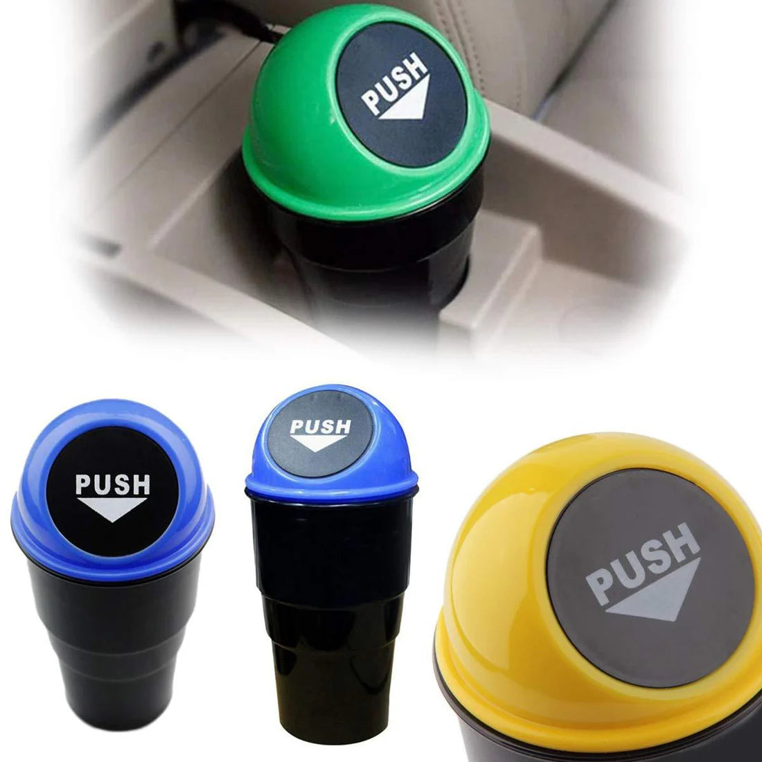 Compact Car Dustbin & Ashtray - Portable Vehicle Waste Bin