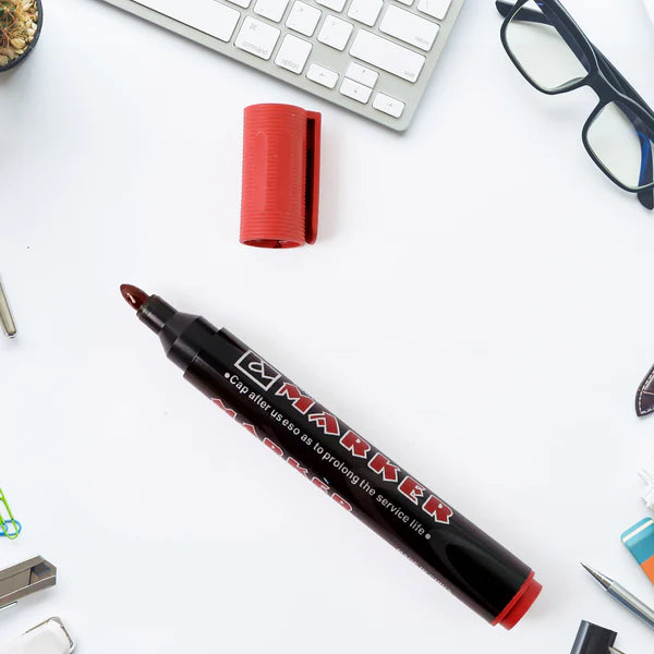 Red Permanent Marker, Bold Tip, Quick-Dry Alcohol Ink (1 Pc) - Happy Price - Image 2