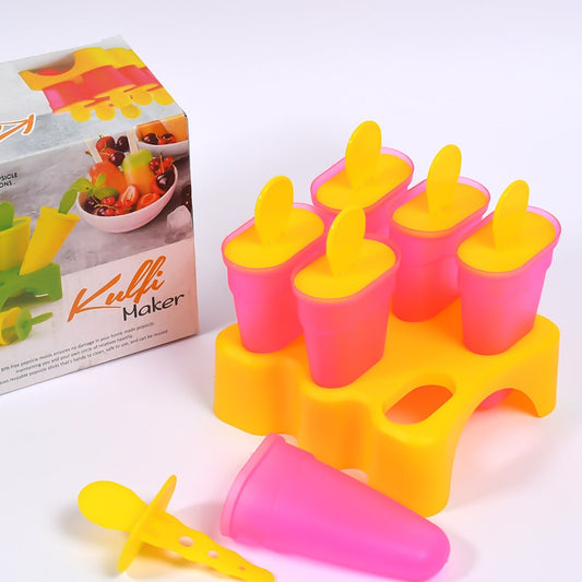 Kulfi Maker Moulds Set Plastic Homemade Kulfi Mould 6pcs Set For Freezer Use - Happy Price - Image 1