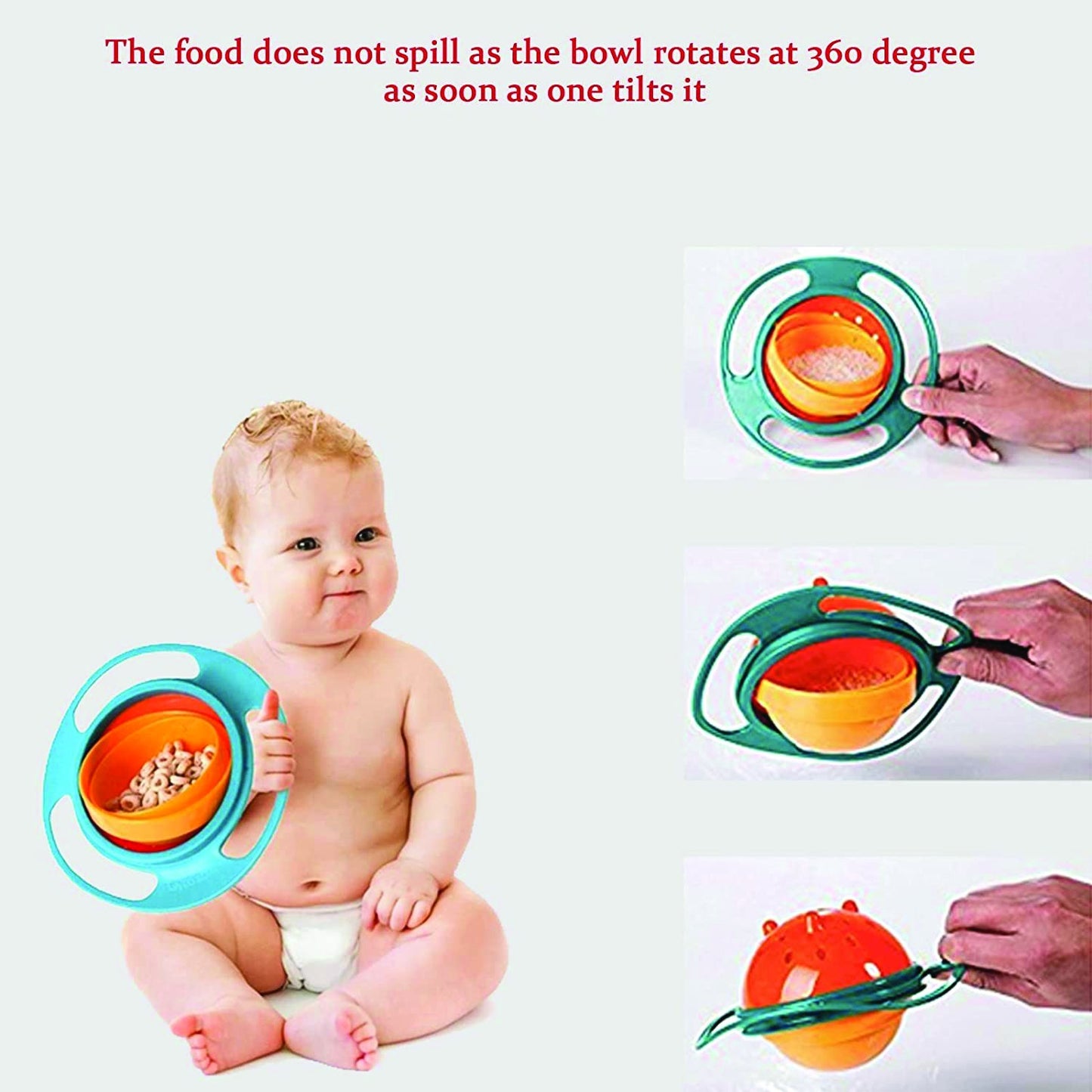Portable Non Spill Feeding Toddler Gyro Bowl 360 Degree Rotating Dish - Happy Price - Image 6