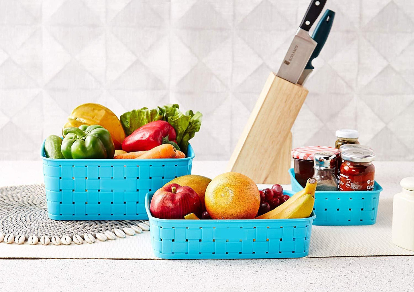 Smart Baskets For Storage(Set Of 3) Sky Blue - Happy Price - Image 3