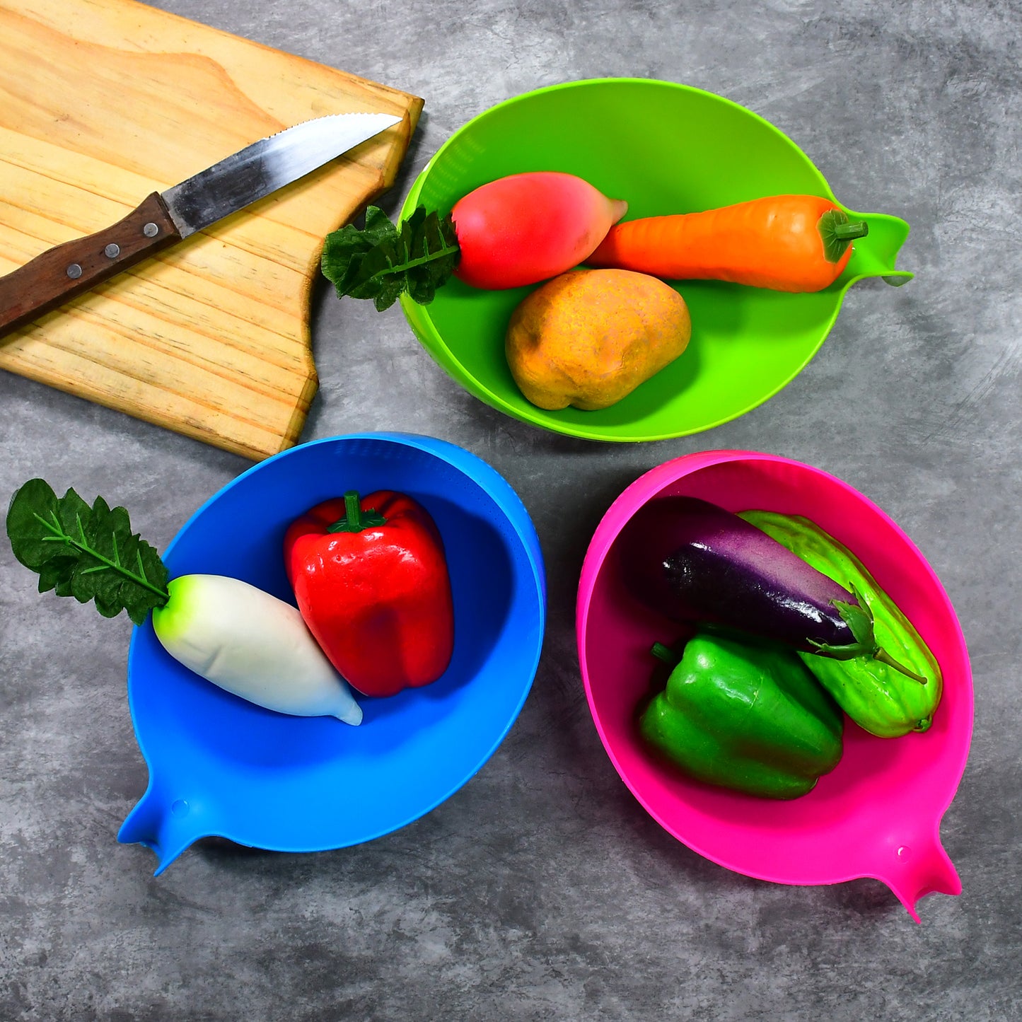 Plastic Rice Bowlfood Strainer Thick Drain Basket With Handle For Rice Vegetable  Fruit (Set Of 3pcs) - Happy Price - Image 3