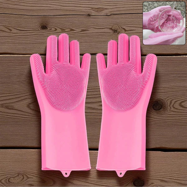 Silicone Scrubbing Gloves - Reusable Cleaning Mitts for Kitchen & Home (Multicolor) - Happy Price - Image 4