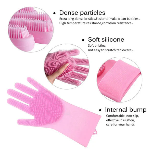 Silicone Scrubbing Gloves - Reusable Cleaning Mitts for Kitchen & Home (Multicolor) - Happy Price - Image 2
