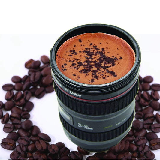 Camera Lens Coffee Mug with Lid - Novelty Travel Cup - Happy Price - Image 1