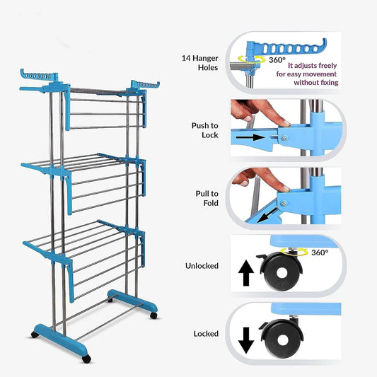 Stainless Steel Cloth Drying Stand - Happy Price - Image 1