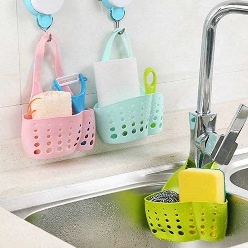 Adjustable Kitchen Bathroom Water Drainage Plastic Basketbag With Faucet Sink Caddy - Happy Price - Image 2