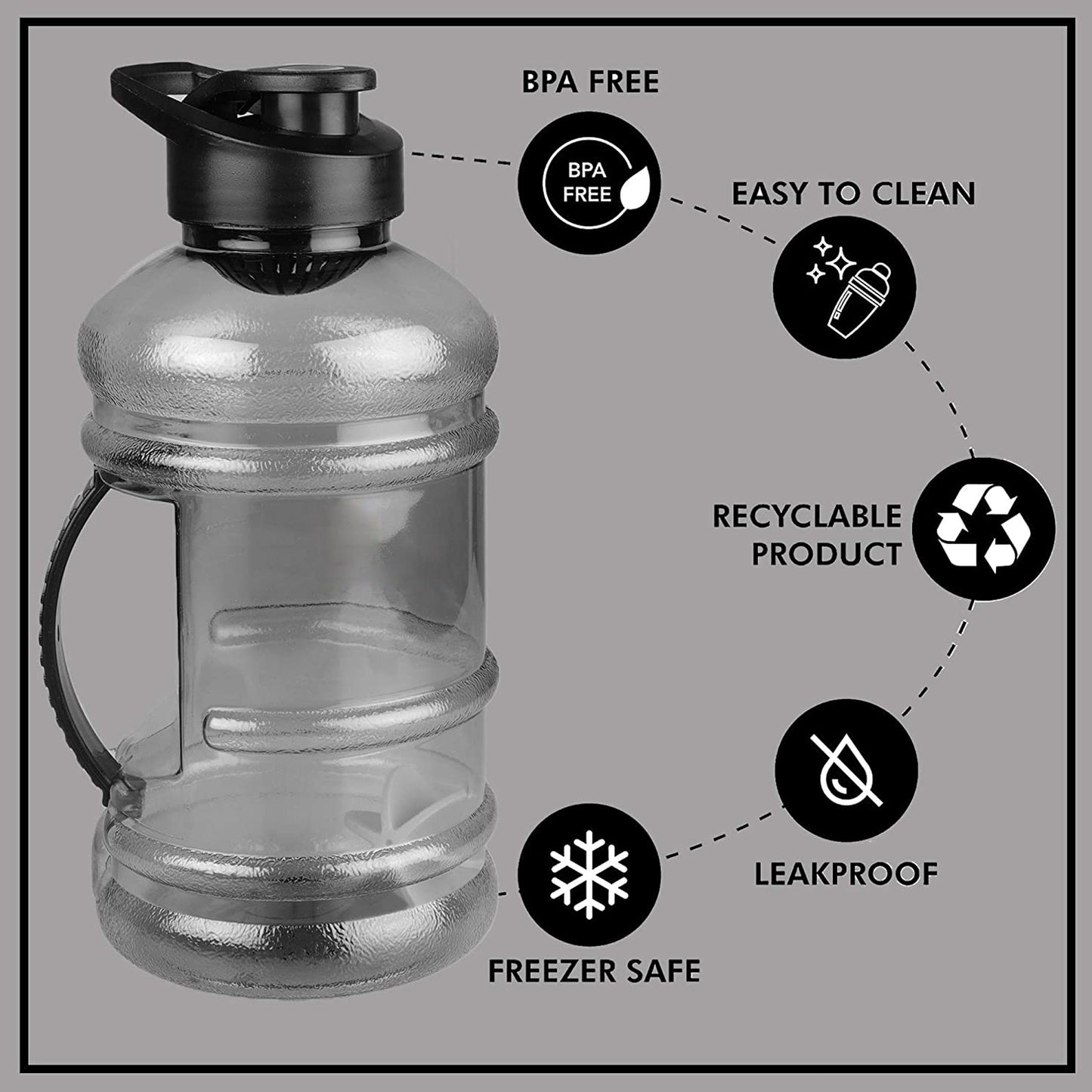 Sports Gym 1.5 Liters Gallon Water Bottle With Mixer And Strainer - Happy Price - Image 4