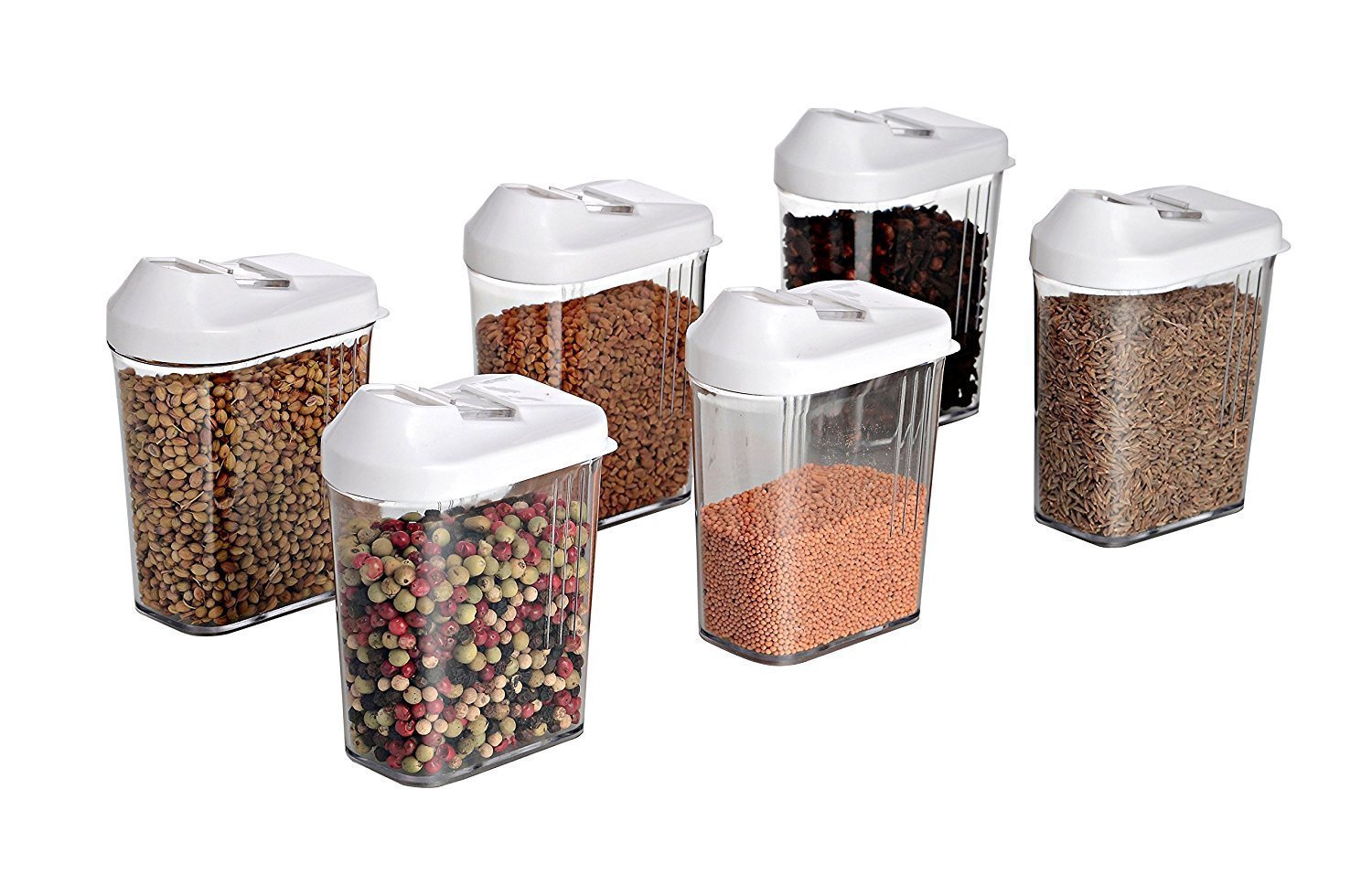 Set of 6 Plastic Kitchen Storage Jars - 750ml Each - Great Price - Image 1