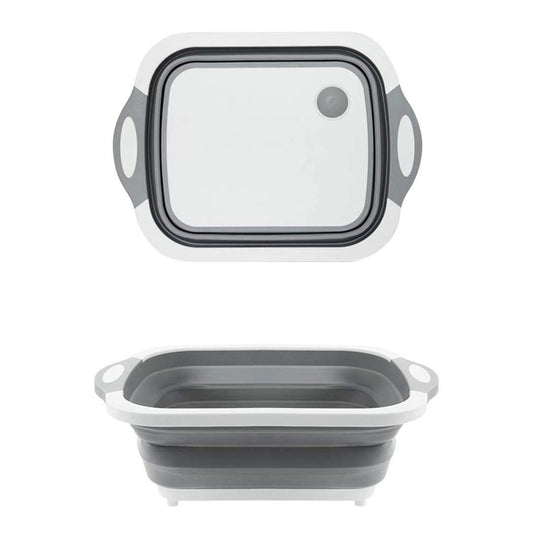 Foldable Chopping Board Dish Rack Washing Bowl  Draining Basket 3in1 Multi-function - Happy Price - Image 1