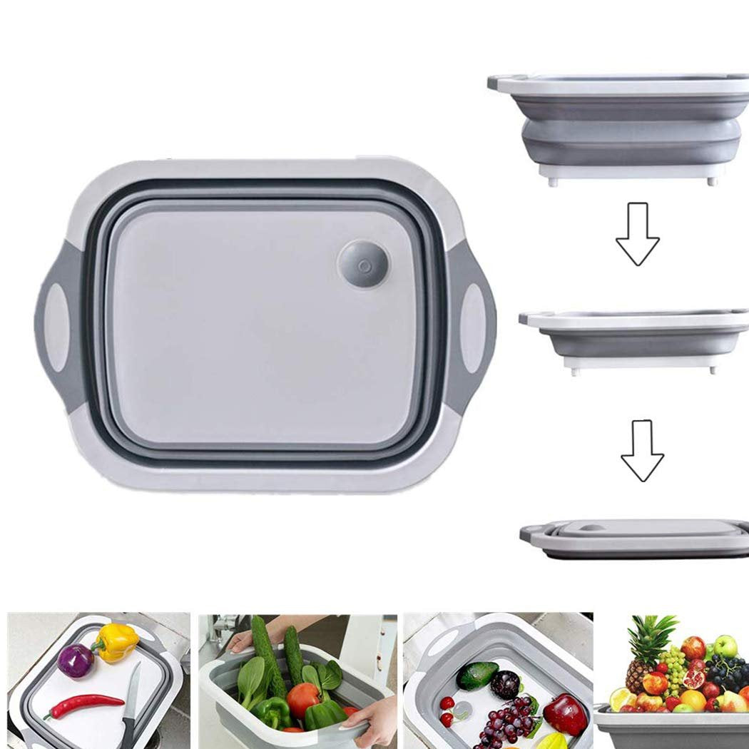 Foldable Chopping Board Dish Rack Washing Bowl  Draining Basket 3in1 Multi-function - Happy Price - Image 2
