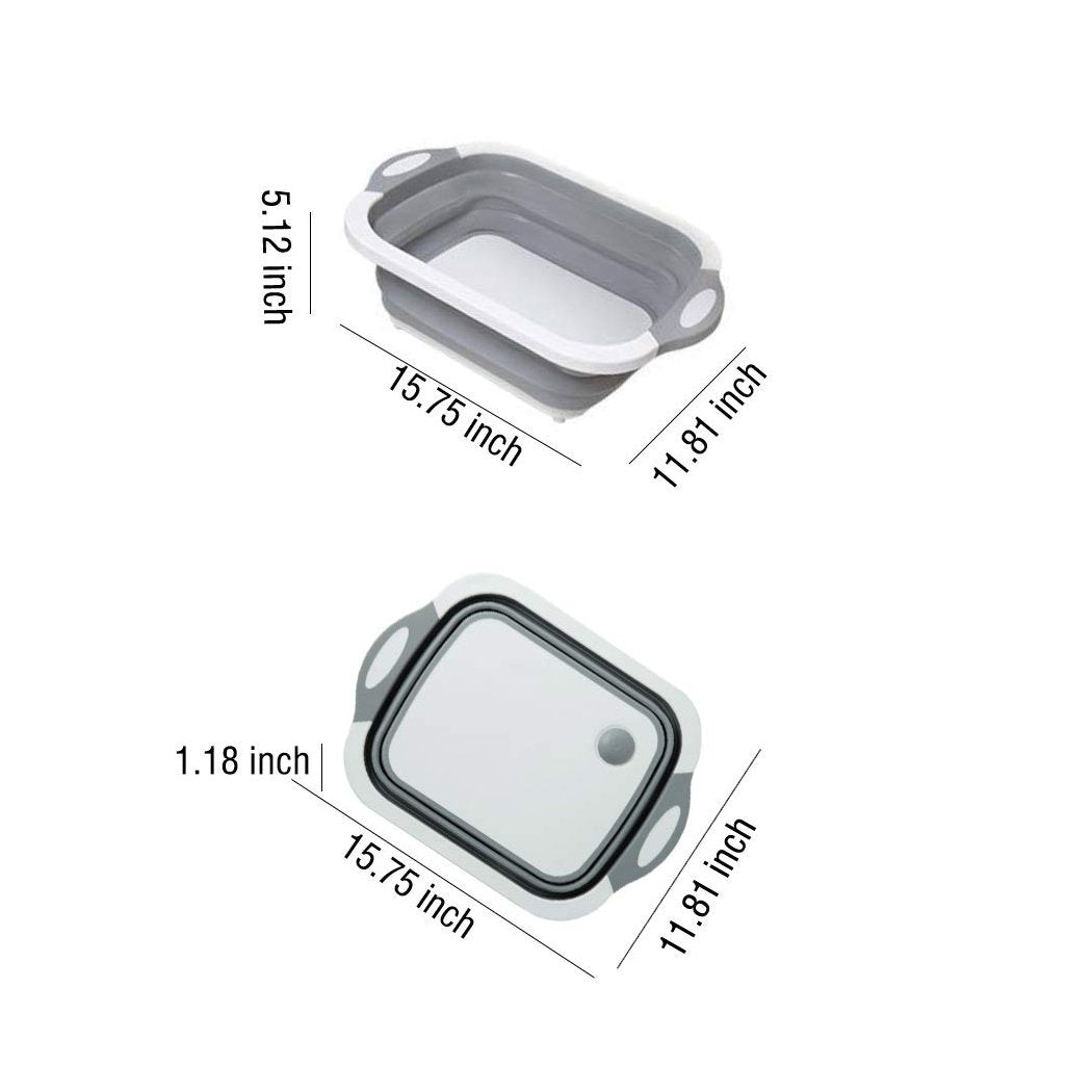 Foldable Chopping Board Dish Rack Washing Bowl  Draining Basket 3in1 Multi-function - Happy Price - Image 4