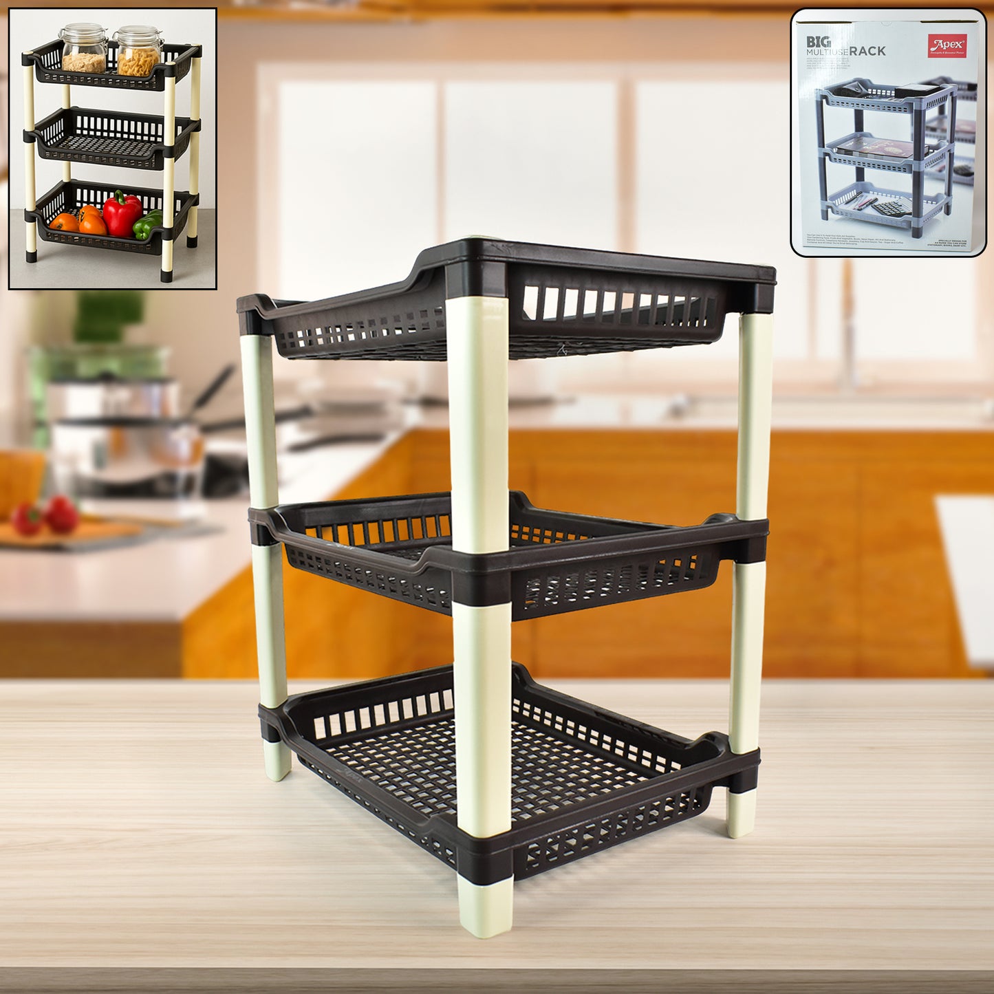 Apex Big Multi Use Plastic Storage Rack  3-tier (1 Pc) - Happy Price - Image 2