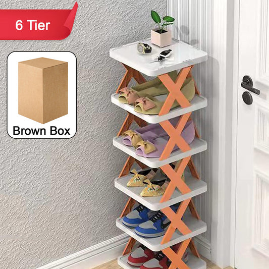 6 Layer Shoe Rack Design Lightweight Adjustable Plastic Foldable Shoe Cabinet Storage Portable Folding Space Saving Shoe Organizer Home And Office - Happy Price - Image 1