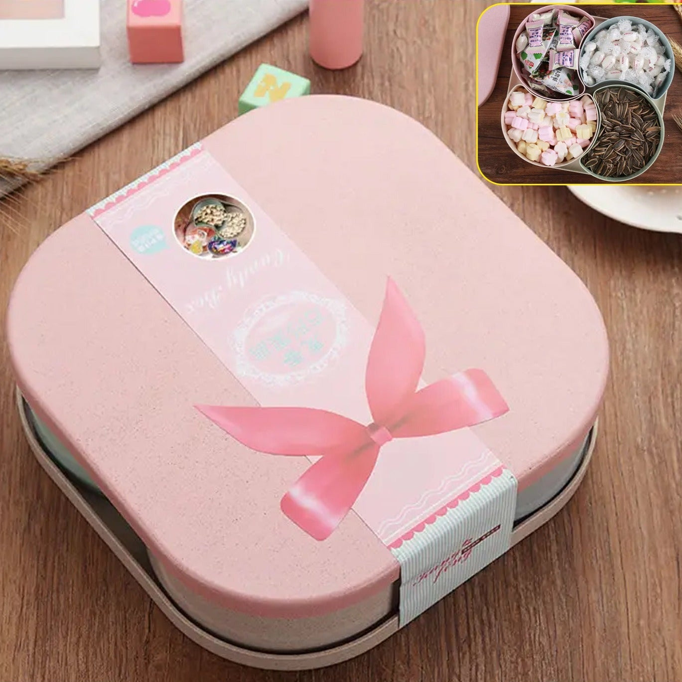 Candy Box Large Capacity Space-saving Compartment Design Creative Divided Food Fruit Plate For Living Roomfruit_candy_box_4comp - Happy Price - Image 1