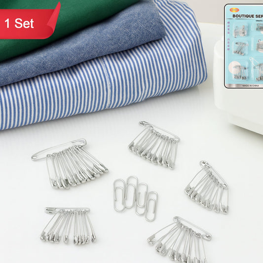 Assorted Metal Safety Pins Set - 1 Set for Clothing Repair & Utility - Happy Price - Image 1