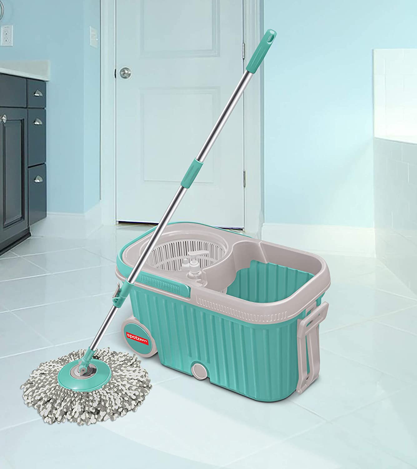 Spin Mop With Bigger Wheels And Plastic Auto Fold Handle For 360 Degree Cleaning - Happy Price - Image 7