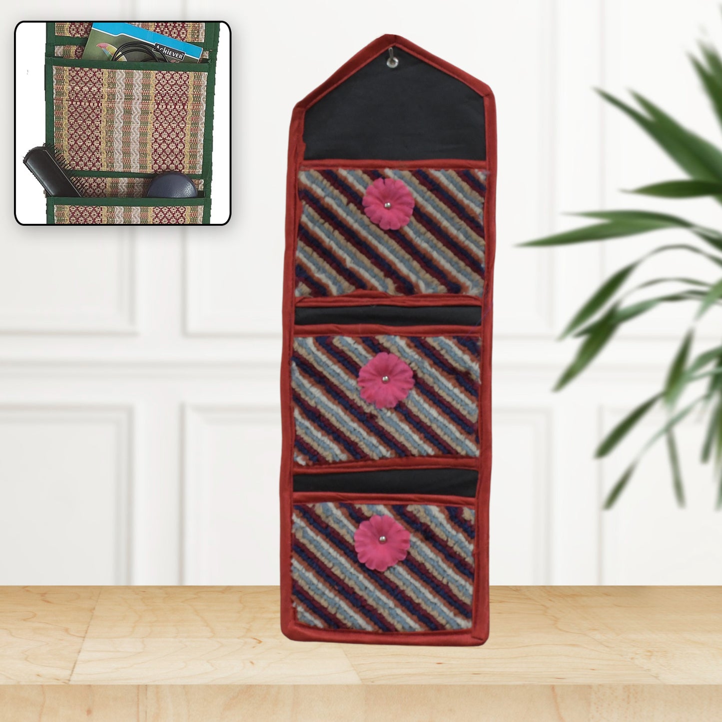 Foldable Hanging Organizer 3 Compartment Pocket Organiser Document Holder Wall Hanging Letter Holder With 3 Pockets  Magazinepaper Holder Foldable Hanging Organizer - Happy Price - Image 6